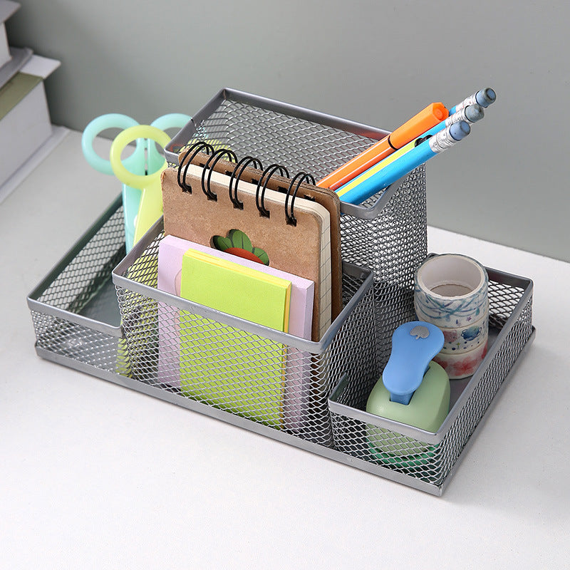 Chic Iron Four-Compartment Desk Organizer