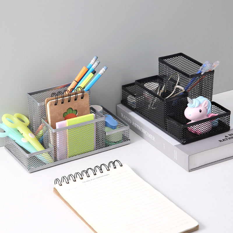 Chic Iron Four-Compartment Desk Organizer
