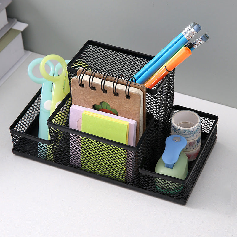 Chic Iron Four-Compartment Desk Organizer